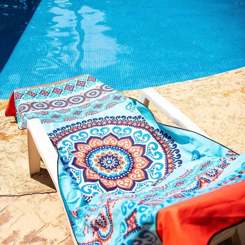Elite Trend Microfiber Beach Towel for Adults with Bag - Extra Large 78x35 Inch Lightweight Sand Free Quick Dry Towel for Travel, Swimming, Yoga, Camping (Mandala Coral) - Image 4